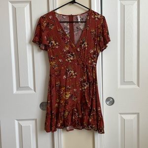 Faux Wrap Around Floral Dress